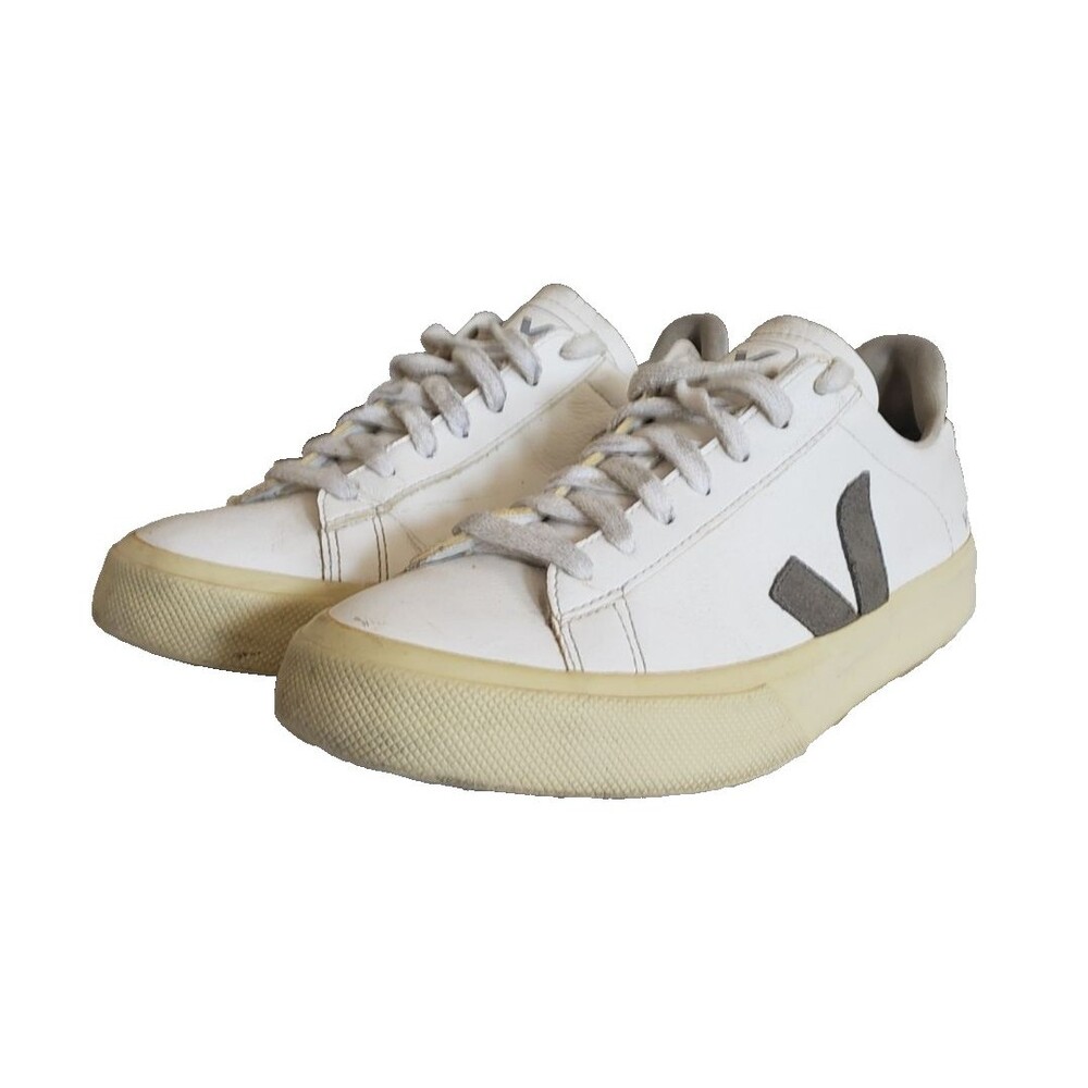 Veja Esplar Shoes Women's 7 White Gray Leather Low Top Lace Up Casual Sneakers